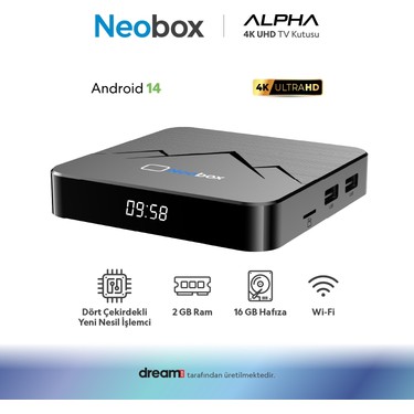Dreamstar Neobox Alpha 4K UHD Tv Box| 2 GB Ram| 16 GB Hafıza Fiyatı