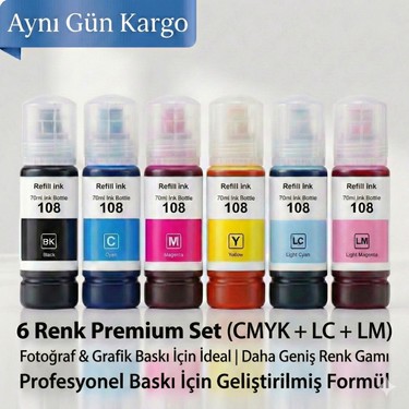 Baskistan Epson L8100 108 Mürekkep Seti 6 Renk - L8050 Fiyatı