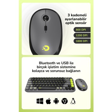 Daxi MK340 Mood Keys Combo Kablosuz Bluetooth Klavye Mouse Fiyatı