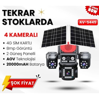 Avenir AV-S446 4 Kameralı (3 Motorlu+ 1 Sabit) 8mp E Sim 4g Fiyatı