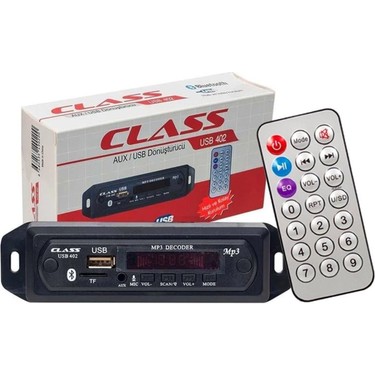 Class Bluetooth-USB-SD-MMC-Aux-Mikrofonlu-Kumandalı Oto Teyp Fiyatı