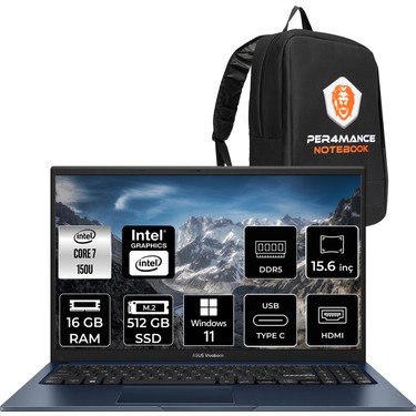 Asus Vivobook 15 Intel Core 7 150U 16GB 512GB SSD 15.6 Fhd Fiyatı