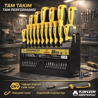 RICO Düz Yıldız ve Torx Uçlu Tornavida Takımı Klasik Seri 36 Fiyatı
