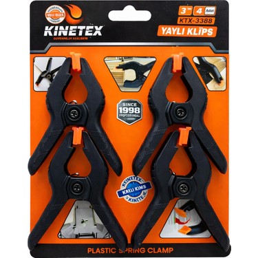 Kinetex KTX-3388 Yaylı Klips 4'lü Set 3” Plastik Sıkıştırma Fiyatı