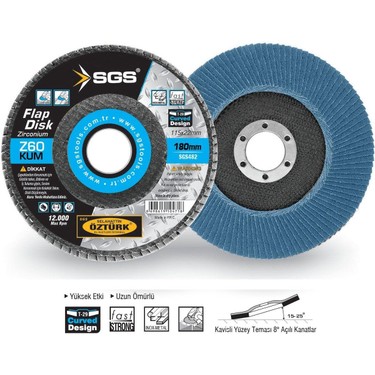 Sgs Flap Disk Zımpara Zirkonyum - 180 Mm. - Z60 Kum - 1 Adet Fiyatı