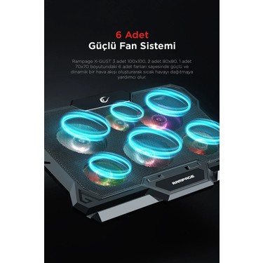 Rampage AD-RC10 X-Gust Siyah 6 Fanlı Rainbow Işıklandırmalı Fiyatı