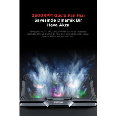 Rampage AD-RC10 X-Gust Siyah 6 Fanlı Rainbow Işıklandırmalı Fiyatı