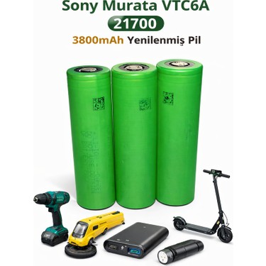 SONY Murata VTC6A 21700 3800mAh Yenilenmiş Pil 3,7 V Şarj Fiyatı