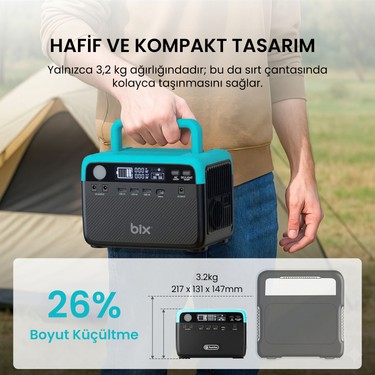 Bix PS60K 192WH 300W 230V 50Hz Saf Sinüs Taşınabilir Güç Fiyatı