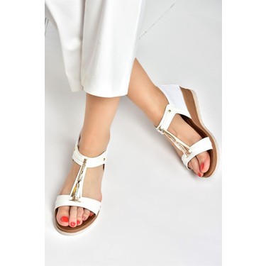 Fox Shoes Beyaz Alçak Tabanlı Günlük Kadın Sandalet Fiyatı