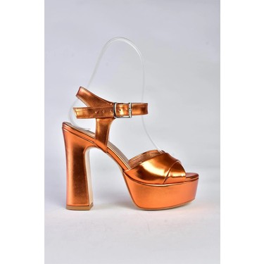 Fox Shoes M348202459 Turuncu Metalik Platform Topuklu Kadın Fiyatı