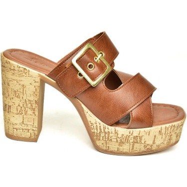 Fox Shoes U996251709 Taba Kalın Topuklu Kadın Terlik Fiyatı
