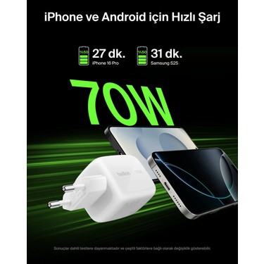 Belkin WCH018HQWH Boostcharge Pro 3-Port Gan 70W Seyahat Fiyatı