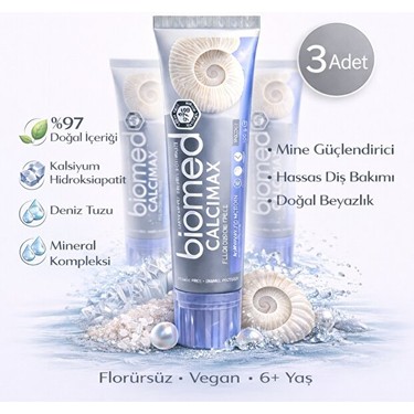 Biomed Calcimax Diş Macunu 3'lü set – Florürsüz, Mine Fiyatı