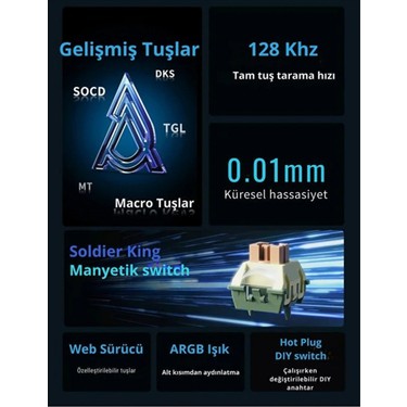 Ajazz AK980 Max He Manyetik Switch Klavye- 128K Tarama Fiyatı