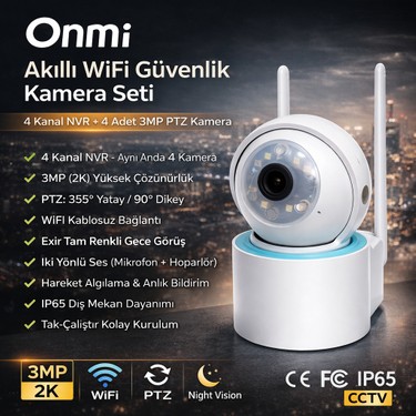 Onmi DS440 4 Kanal Nvr + 3mp 4 Kamera Full Color Mik. Ptz Fiyatı