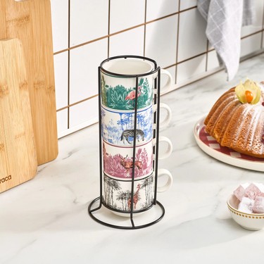 Karaca Jungle 5 Parça Standlı Çay Fincanı Seti 4x160 ml Fiyatı