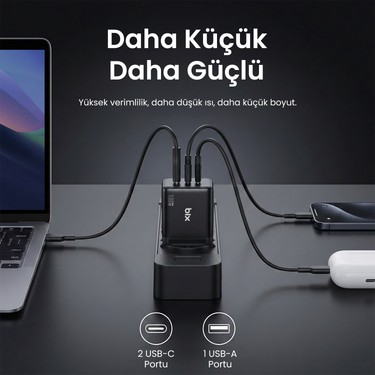 Bix BX3P102G 100W 3 Portlu Usb-C + Usb-A Gan Şarj Aleti Fiyatı
