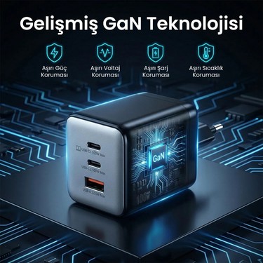 Bix BX3P102G 100W 3 Portlu Usb-C + Usb-A Gan Şarj Aleti Fiyatı
