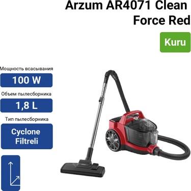 Arzum AR4071 Clean Force Kırmızı Cyclone Filtreli Elektrikli Fiyatı
