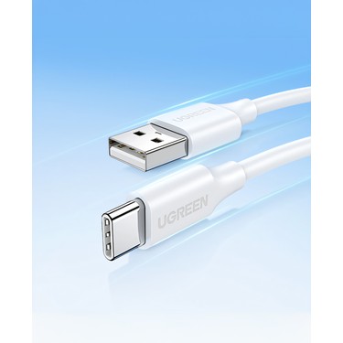 UGREEN USB-C - USB-A 3A QC Hızlı Şarj Kablosu, 2 m, Beyaz, Fiyatı