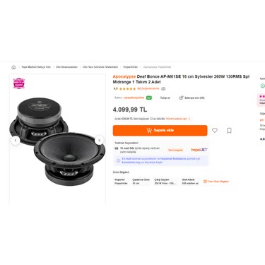 Apocalypse Deaf Bonce AP-M61SE 16 cm Sylvester 130RMS Güçlü Fiyatı