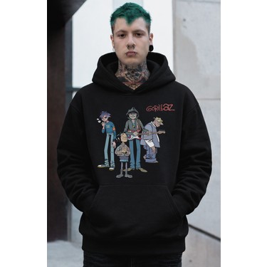 Fuddy Moda Unisex Gorillaz Baskılı Kapüşonlu Sweatshirt, Fiyatı