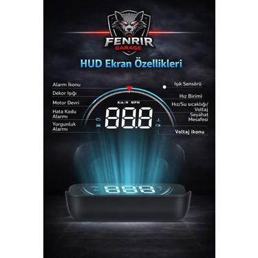 Fenrir Garage Cama Yansıyan Araç Hız Göstergesi ve Alarmı Fiyatı