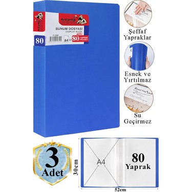 Artlantis Mavi Sunum Dosyası 80 Li 3 Adet Poşet Dosyalı Fiyatı