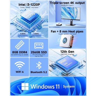 Chuwi Larkbox x Intel I3 1220P Işlemci, 8gb Ddr5 Ram, 256GB Fiyatı