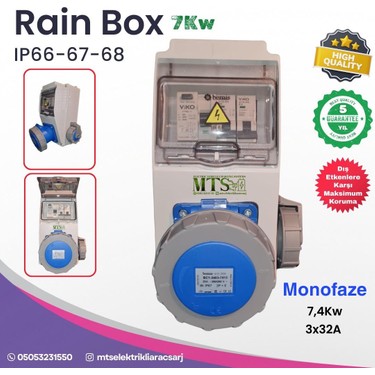 MTSevcharger 7.4 Kw İP66 Vıko/panasonic 3*32 Monofaze Tesla Fiyatı
