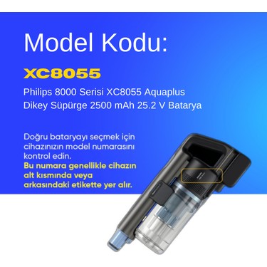 Philips 8000 Serisi XC8055 Aquaplus Dikey Süpürge 2500 mAh Fiyatı