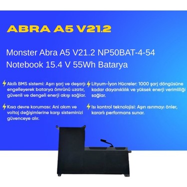 Monster Abra A5 V21.2 NP50BAT-4-54 Notebook 15.4 V 55Wh Fiyatı