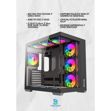 OEM Rx 9060 Xt 16GB Gaming Pc | Ryzen 5 5600 | 16GB Rgb Ram Fiyatı