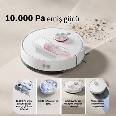 Xiaomi S40 Akıllı Robot Süpürge Paspas 10000PA Lds Lazer Fiyatı