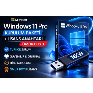 Microsoft Windows 11 Pro USB 16GB Kurulum Paketi + Lisans Fiyatı