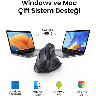 Ugreen 4000 Dpı 6 Tuşlu Ergonomik Kablosuz Dikey Mouse, Fiyatı