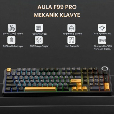 Aula F99 Pro 3 Modlu Rgb Hot Swap Mekanik Star Vector Switch Fiyatı
