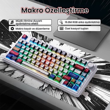 F75LとF75LとF75L、合計3セット Aula F75 Mekanik Rgb Tkl Reaper Switch Kablosuz Makrolu Hot Fiyatı