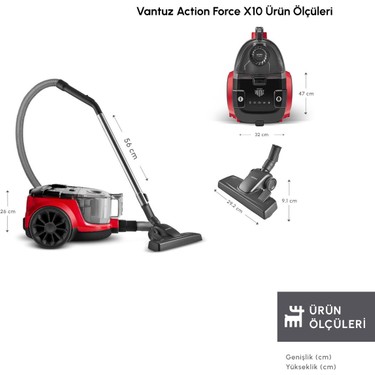 Karaca Vantuz Action Force X10 2 Lt Toz Torbasız Hazneli Fiyatı