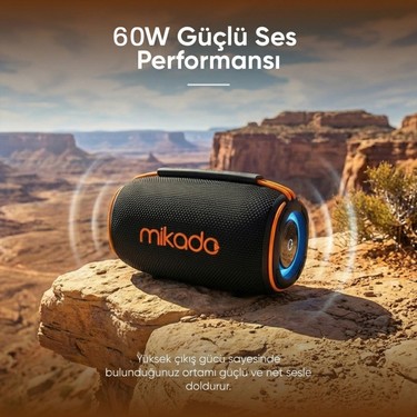Mikado MD-33BT Siyah Ipx6 60W Rgb Işıklı 7200MAH Tf Kart+Usb Fiyatı