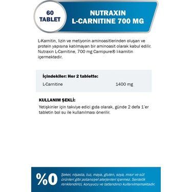 l carnitine tablet fiyatları Nutraxin L-Carnitine 60 Tablet Yüksek Dozda Vegan Dostu Fiyatı