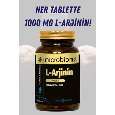 Microbiome L-Arjinin 1000 mg 60 Tablet Amino Asit İçerikli Fiyatı