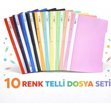Fiyper 10 Adet Karışık Renkli A4 Telli Dosya Seti - Düz Fiyatı