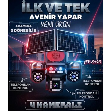 Avenir AV-S446 4 Kameralı 3 Ptz'li 12MP Güneş Enerjili Fiyatı