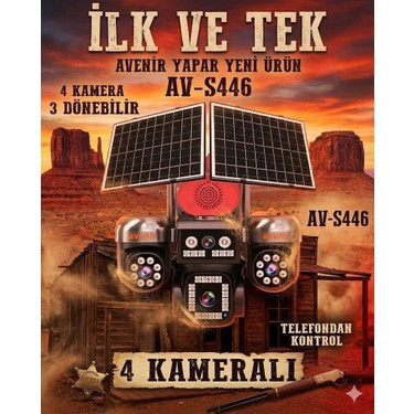 Avenir AV-S446 4 Kameralı 3 Ptz'li 12MP Güneş Enerjili Fiyatı