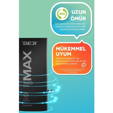 Deji iPhone 8 Plus Batarya 2691mAh Kapasite Orijinal Yüksek Fiyatı