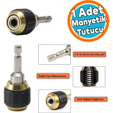 Nzb (1 Adet) Manyetik Mıknatıslı Speed Bits Uç Tutucu 1/4 Fiyatı