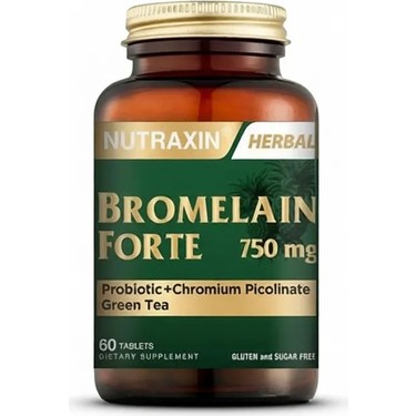 Nutraxin 60 Tablet 2'li Bromelain Forte İçerik Bilgisi: Fiyatı