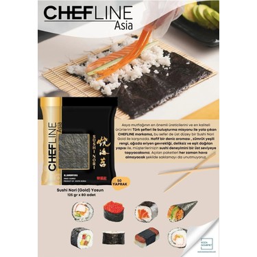 Chefline Asia Sushi Nori Yosun 50 Yaprak 125 gr Güney Kore Fiyatı